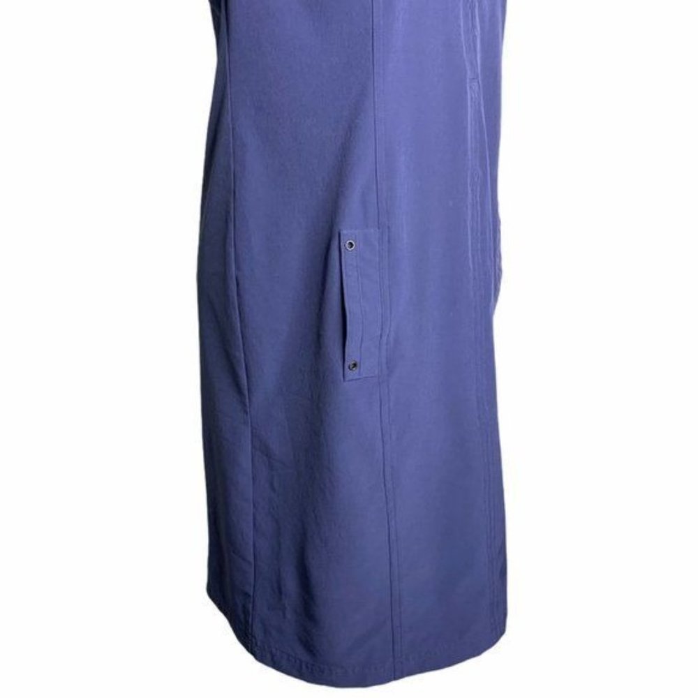 Peck Peck Weekend Half Zip Shirt Dress M Blue Short Sleeve Pockets Collared - Picture 5 of 9